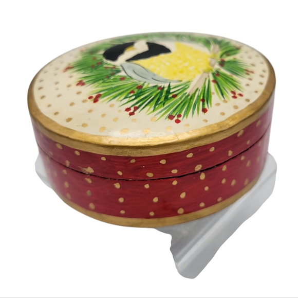 Vintage Hand Painted Chickadee Coaster Set Box & 6 Coasters - Picture 8 of 9